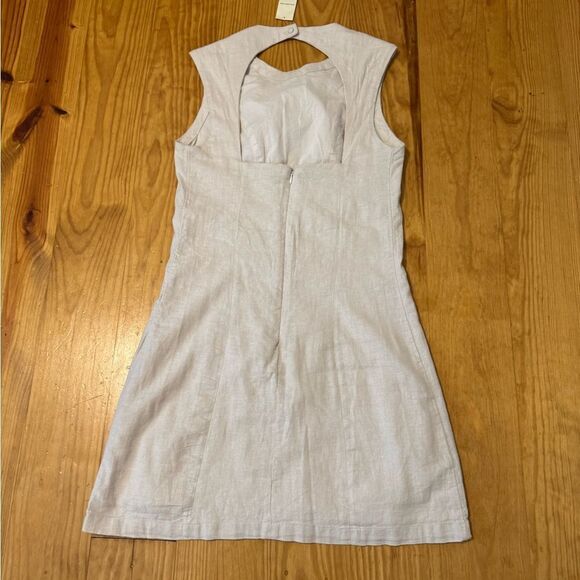 Abercrombie & Fitch A&F High Neck Linen Blend Cutout Back Mini Dress NWT Beige - Picture 14 of 14